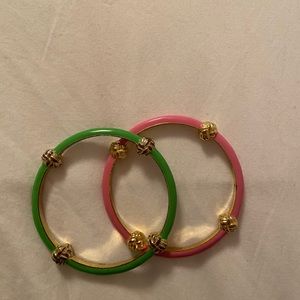 Green and pink lilly pulitzer bangles